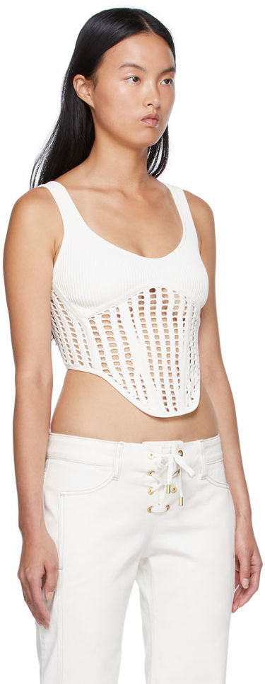 Majica brez rokavov Dion Lee Recycled Viscose Tank Top with Lace Up Bela | A7568S22, 1