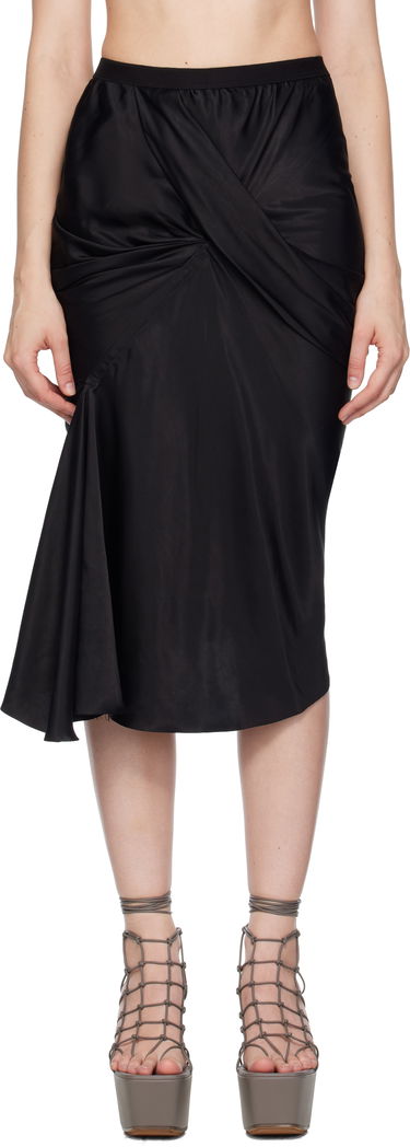 Krila Rick Owens Rick Owens Concordians Seb Draped Midi Skirt Črna | RP02E4346 HSCH, 0