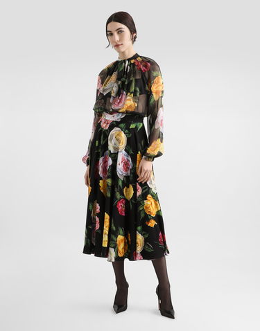 Krila Dolce & Gabbana Dolce & Gabbana Peony and Rose Print Charmeuse Circle Skirt Večbarvna | F4C2RTFSA7BHN5IY, 1