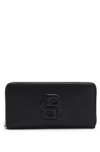 Balenciaga Grained Leather Ziparound Wallet with Padded Double B Monogram