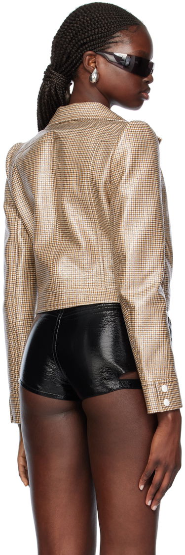 Jakna Courrèges Cropped Check Print Buttoned Jacket Rjava | 124CBL005PR0042, 2
