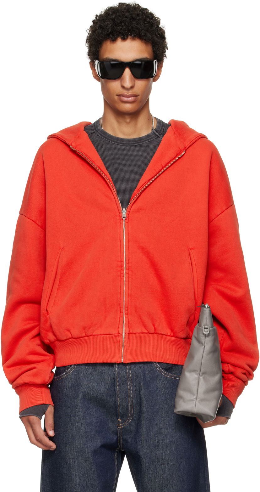 Pulover Entire Studios Entire Studios Thermal Zip-Up Hoodie Rdeča | ES2488CH