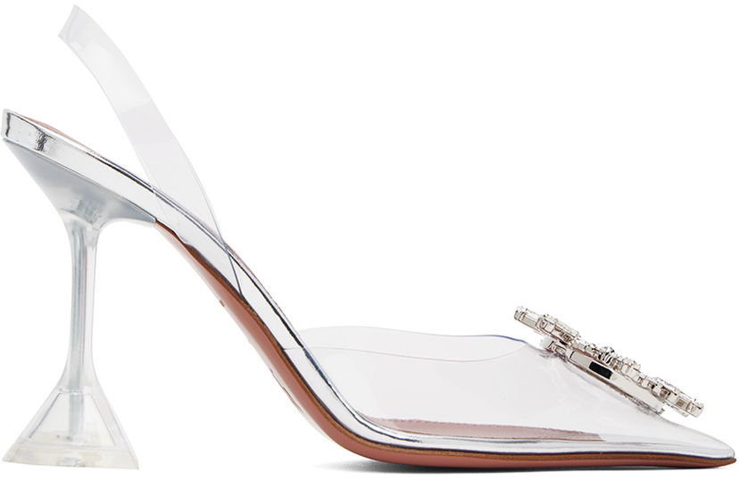 Superge in čevlji Amina Muaddi Transparent Begum Glass Slingback Heels Bela | BEGUM GLASS SLING CL PVC