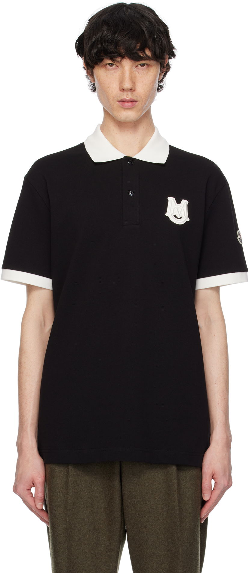 Polo majica Moncler Archivio Short Sleeve Polo Črna | K10918A0000589A16