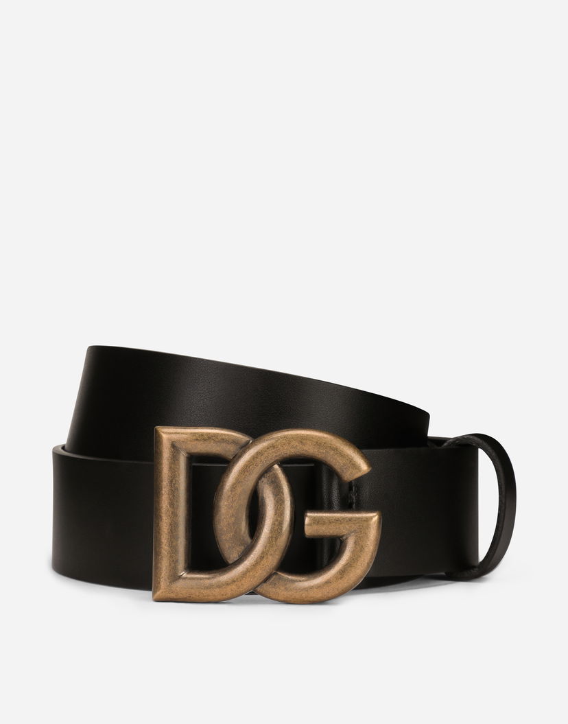 Pasovi Dolce & Gabbana Leather Belt with DG Logo Buckle Črna | BC4644AX62280999