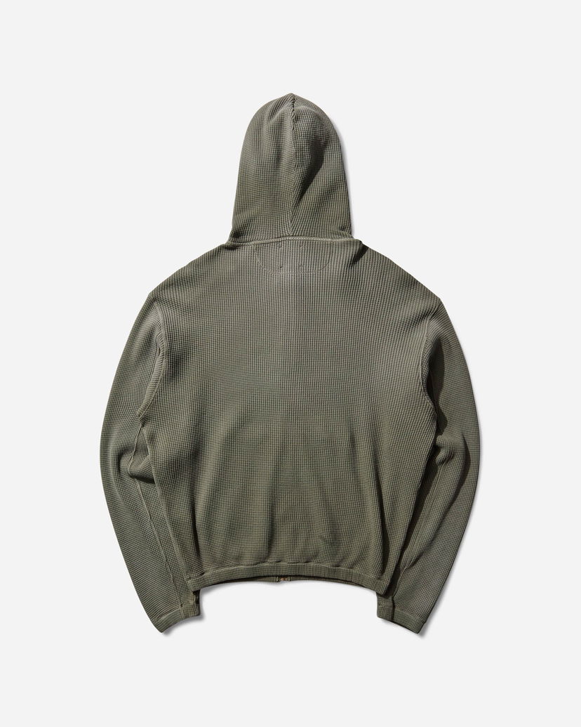 Pulover ROA Sun Faded Waffle Zip Up Hoodie Zelena | RBMW0513FA340 GRN0012