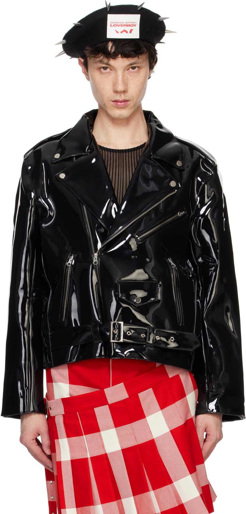 Bomber jakna Charles Jeffrey Loverboy Biker Jacket With Belt Črna | 42010201