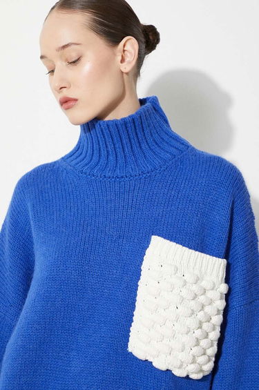 Pleteni pulover JW Anderson JW Anderson Textured Patch Pocket Turtleneck Sweater Modra | KW1150.YN0144.823, 4