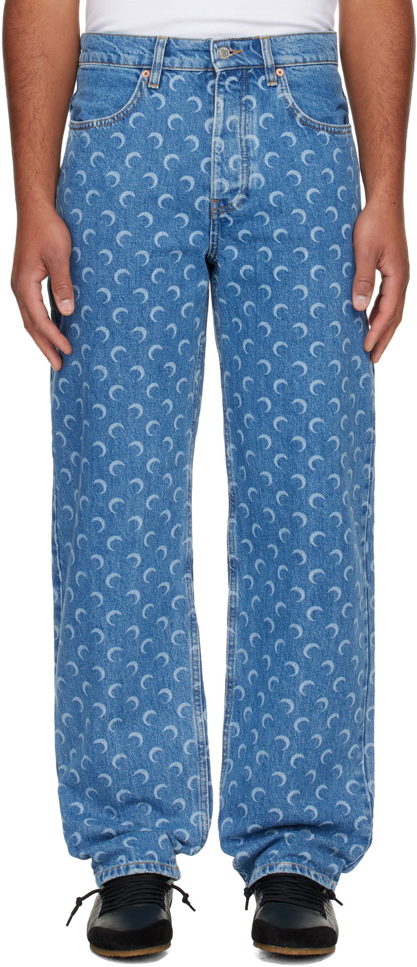 Kavbojke Marine Serre Moon Laser Baggy Jeans Modra | MPA070BCDEN0002