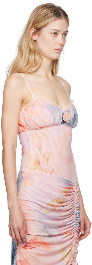 Bodi GUIZIO GUIZIO Adelpha Floral-Print Ruched Bodysuit Roza | P24D02K067, 1