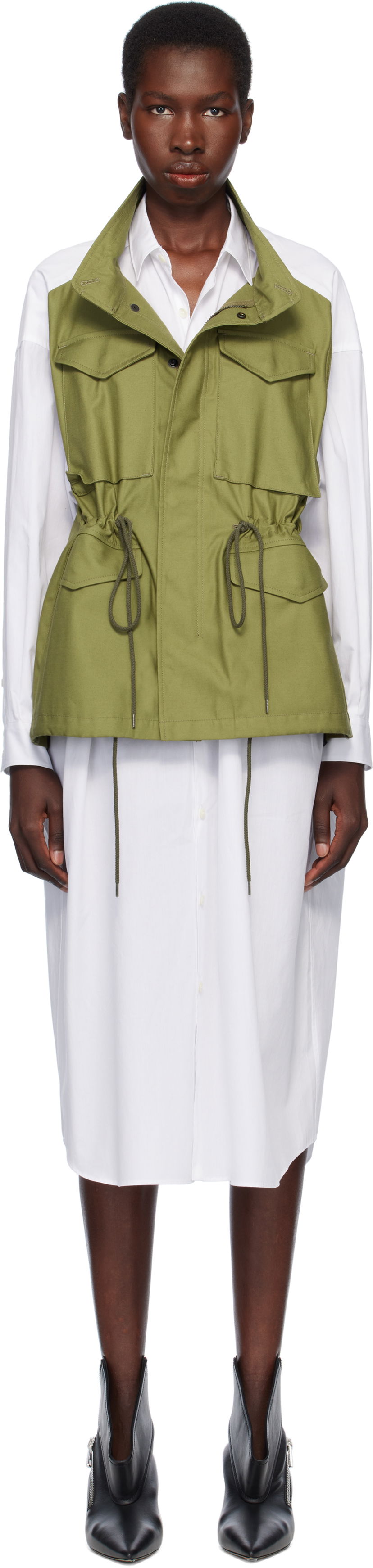 Telovnik Junya Watanabe Junya Watanabe Shirt Midi Dress Zelena | JO-O028-051