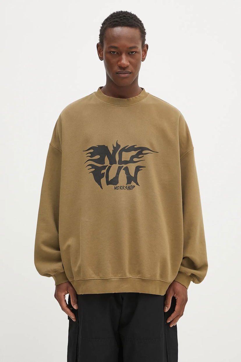 Pulover 032C 032C 'No Fun' Workshop Print Sweatshirt Rjava | S25.URC.0522.450