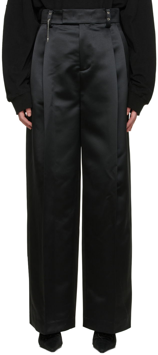 Hlače We11done We11done Satin Wide-Leg Trousers Črna | WD-PT1-22-234-M-BK