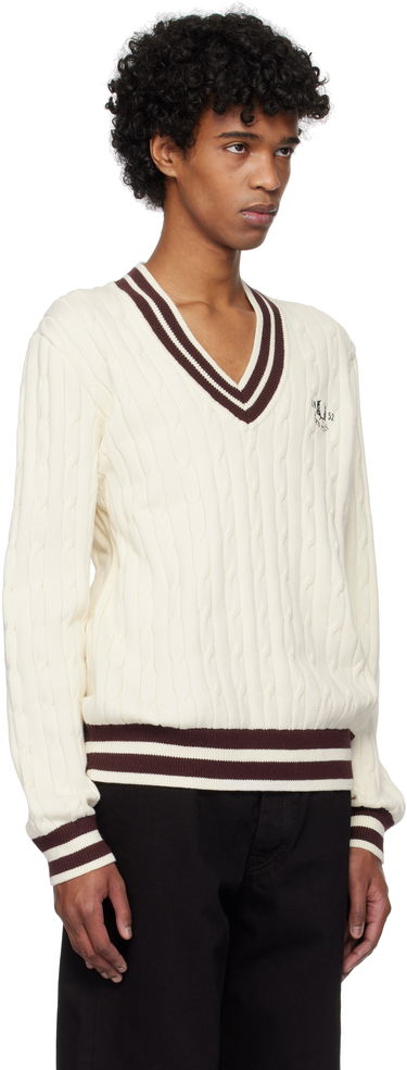 Pleteni pulover Fred Perry Fred Perry Cable Knit Tennis Sweater Bela | K9722, 1