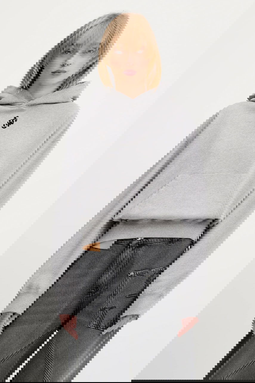 Pulover JW Anderson JW Anderson Anchor Embroidery Cropped Hoodie Siva | JW0216.PG1719.907, 0