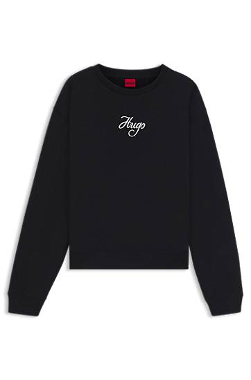 Pulover BOSS Oversized-Fit Cotton-Terry Sweatshirt with Glitter Logo by HUGO Črna | 50550149