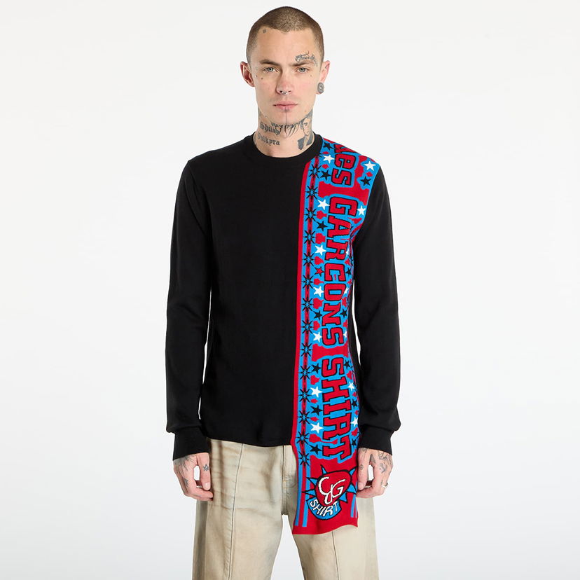 Pleteni pulover Comme des Garçons Comme des Garçons SHIRT Soccer Scarf Knitted Sweater Črna | FP-N004-W25 Black