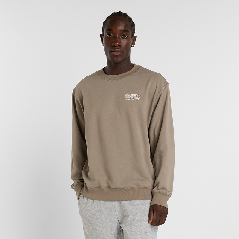 Pleteni pulover New Balance New Balance Athletics Crewneck Sweatshirt Rjava | NBMT41547DOK
