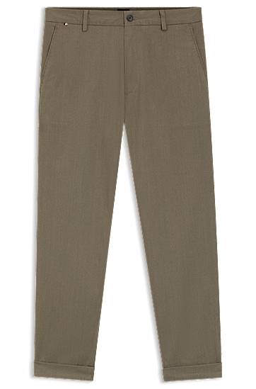Hlače BOSS Modern-fit trousers in brushed twill Rjava | 50549461