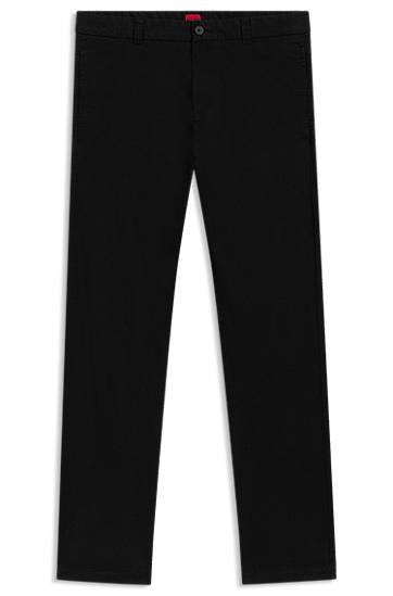 Hlače BOSS Slim-Fit Stretch-Cotton Gabardine Trousers Črna | 50530886