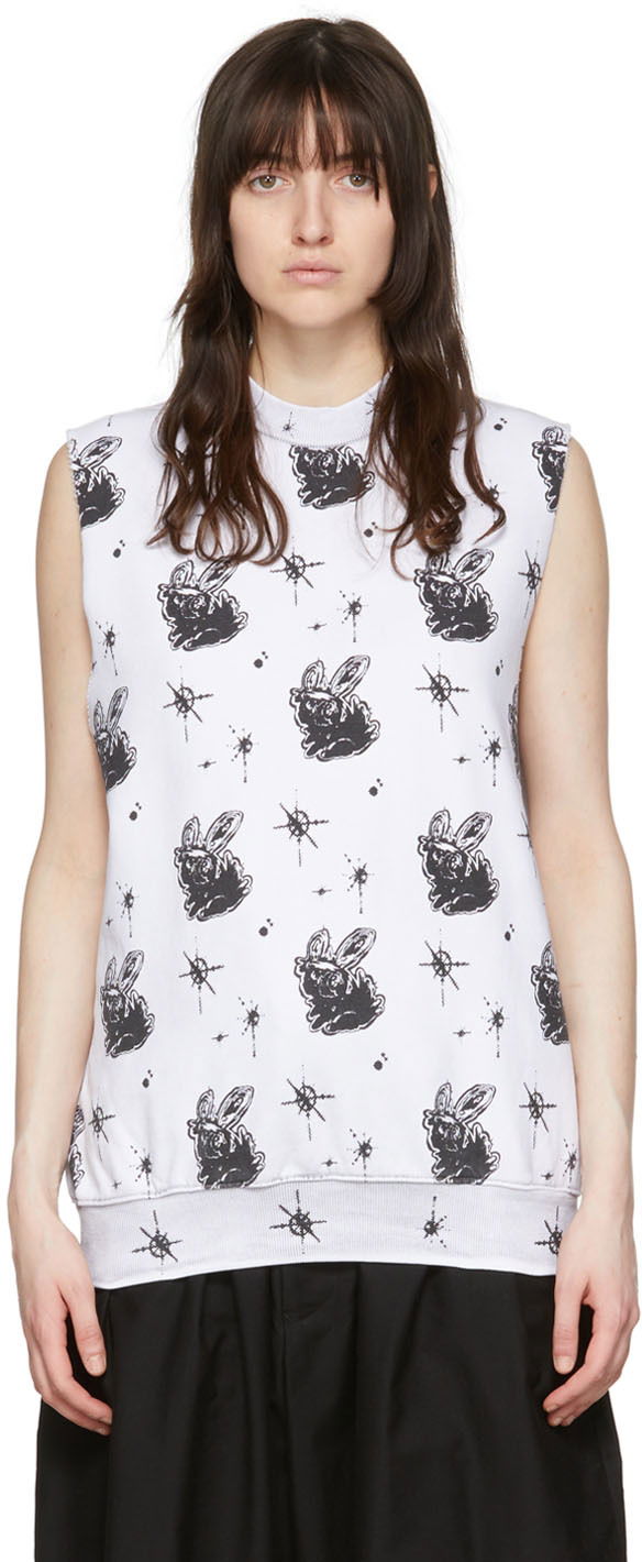 Majica brez rokavov We11done We11done Graphic Print Tank Top Bela | WD-TV1-22-559-U-WH