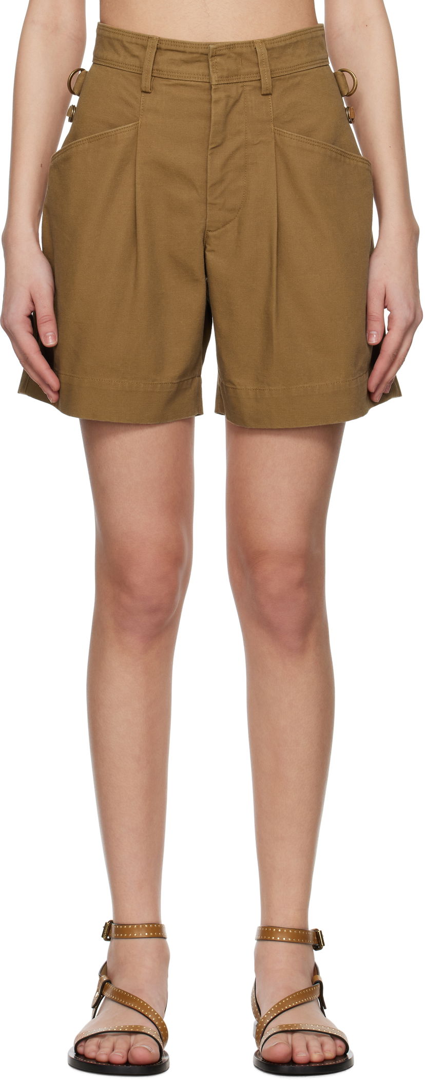 Kratke hlače ISABEL MARANT Isabel Marant Fairy Pleated Shorts Rjava | SH0221FA-C2F01I