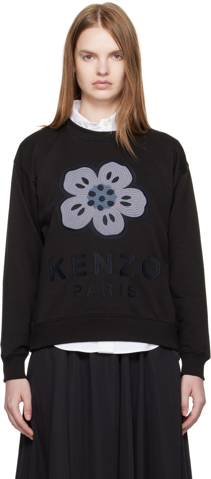 Pulover KENZO Kenzo Paris 'Boke Flower' Embroidered Sweatshirt Črna | FF62SW2554MF