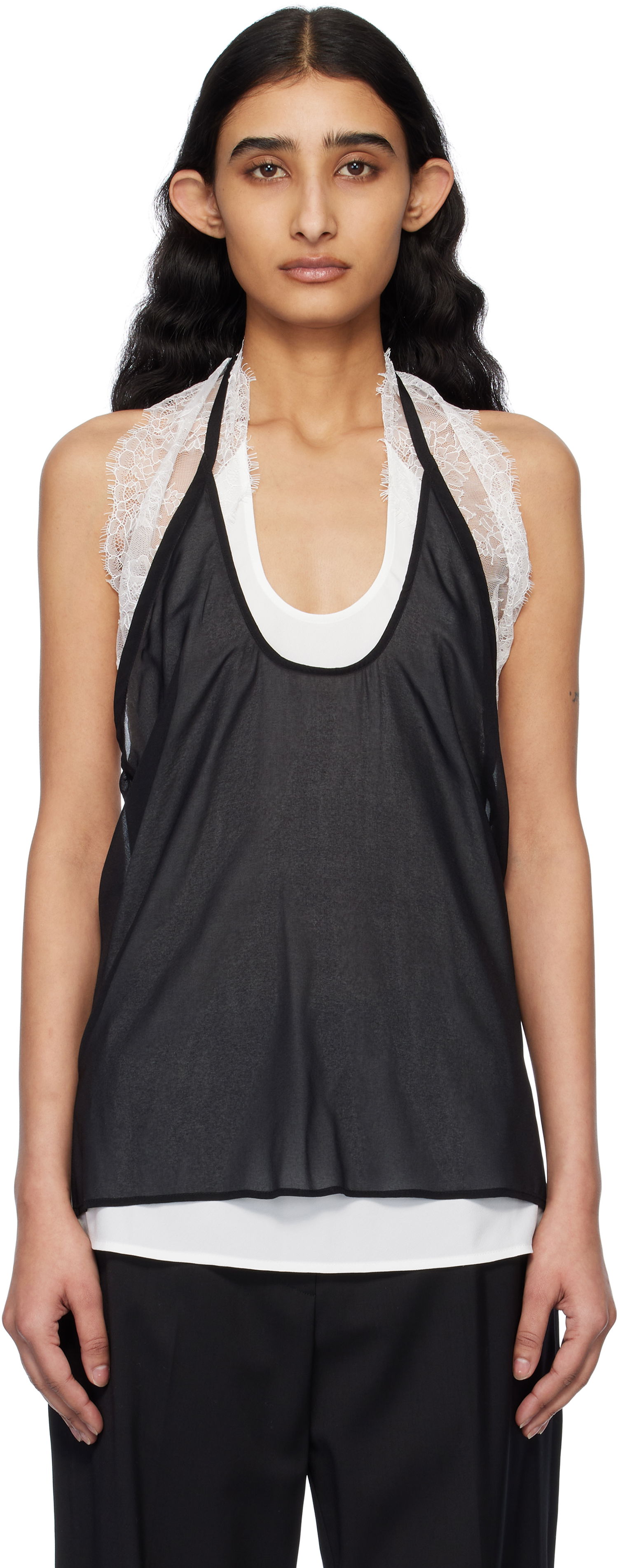 Majica brez rokavov Helmut Lang Helmut Lang Lace Dancer Tank Top Črna | O10HW509, 0