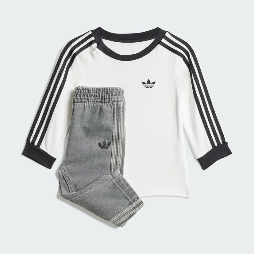 Trenirka adidas Performance Long Sleeve Tee and Denim Pants Set Bela | JW5312