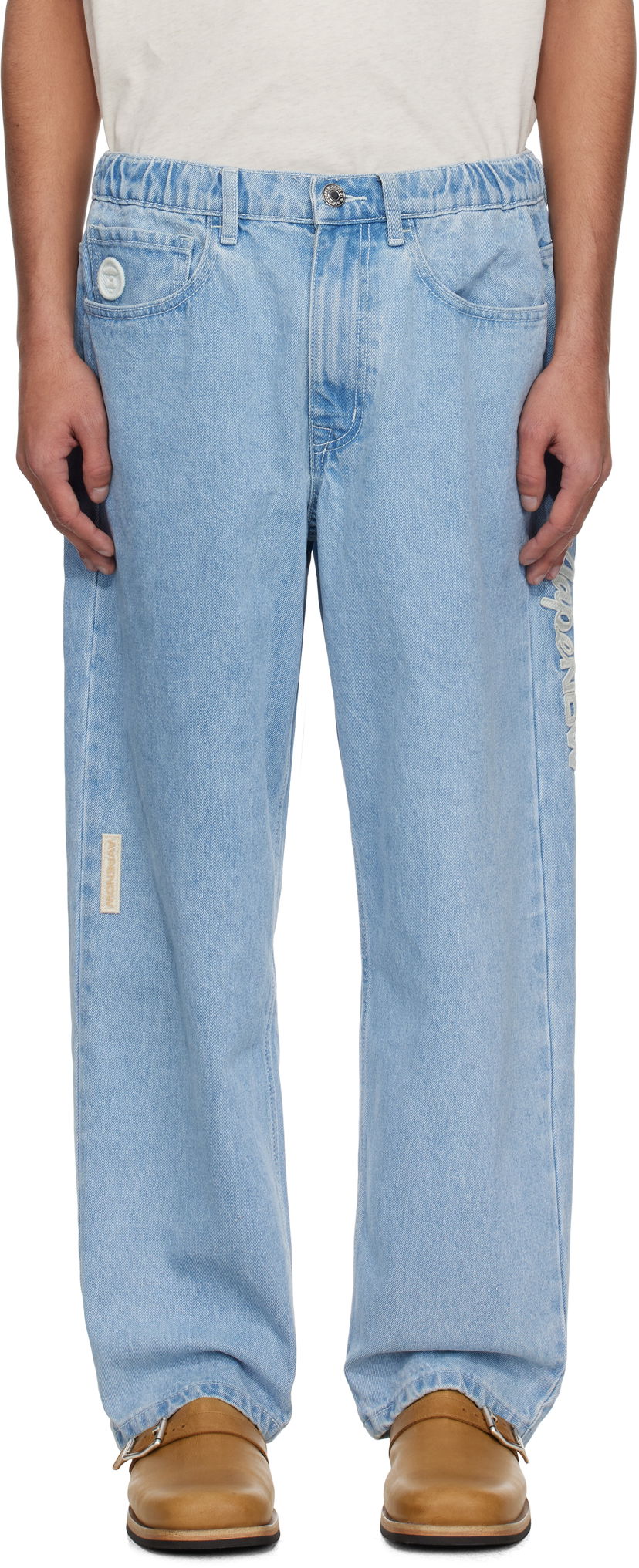 Kavbojke AAPE by A Bathing Ape AAPE by A Bathing Ape 'AAPE Now' Moonface Logo Jeans Modra | AAPPTMB662XBOBLL