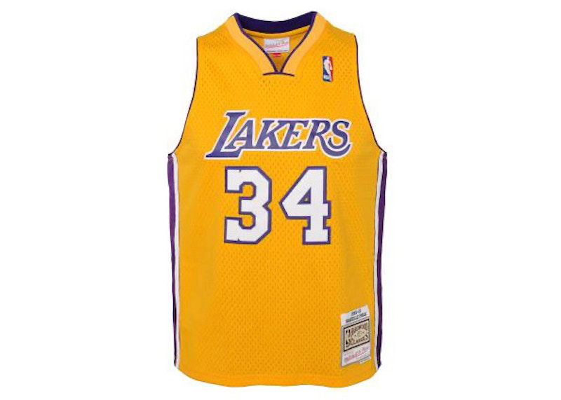 Dres Mitchell & Ness Mitchell & Ness Los Angeles Lakers Shaquille O'Neal 1999-00 Swingman Jersey Rumena | 9N2B7BHM0-LAKSO-Y99
