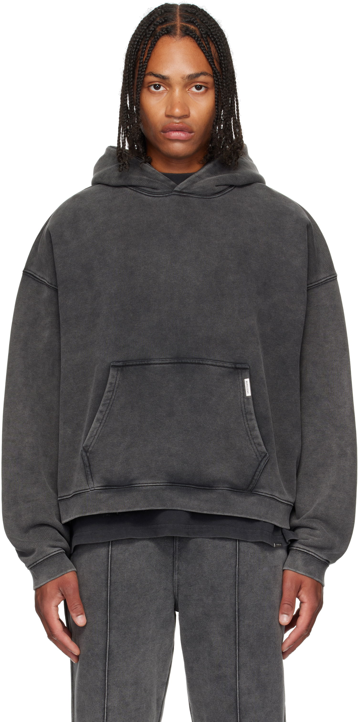 Pulover Represent Clo Represent Initial Boxy Hoodie Siva | INM413, 0