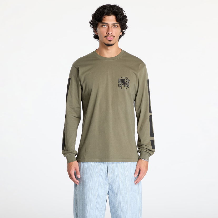 Majica Horsefeathers Tall Typo Long Sleeve T-Shirt Burnt Olive M Zelena | SM1356C