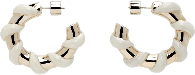 Uhani LANVIN Lanvin Melodie Candy Twisted Hoop Earrings Bela | AW-CJFBO5-ENCY-P25