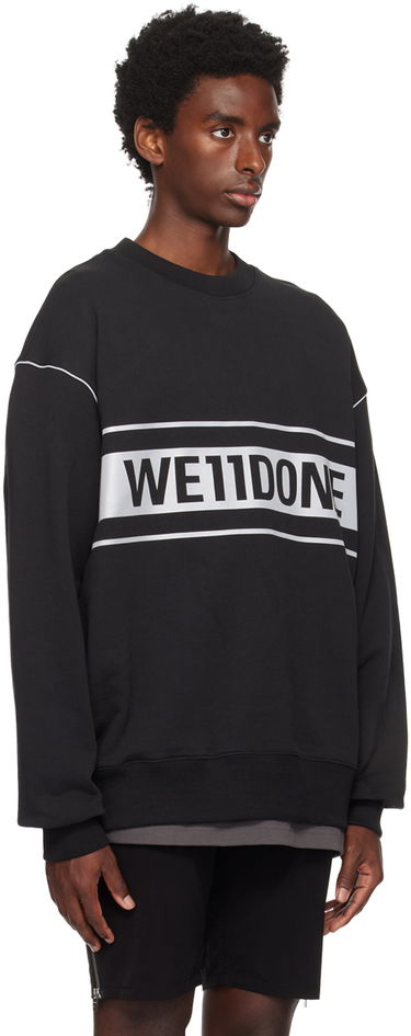 Pulover We11done Men's Reflective Stripe Sweatshirt Črna | WD-SS5-19-048-BK, 1
