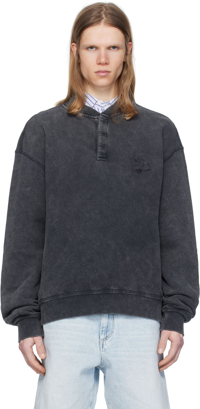 Pleteni pulover ISABEL MARANT Isabel Marant Mathias Sweatshirt Črna | SW0162HA-C2M01H