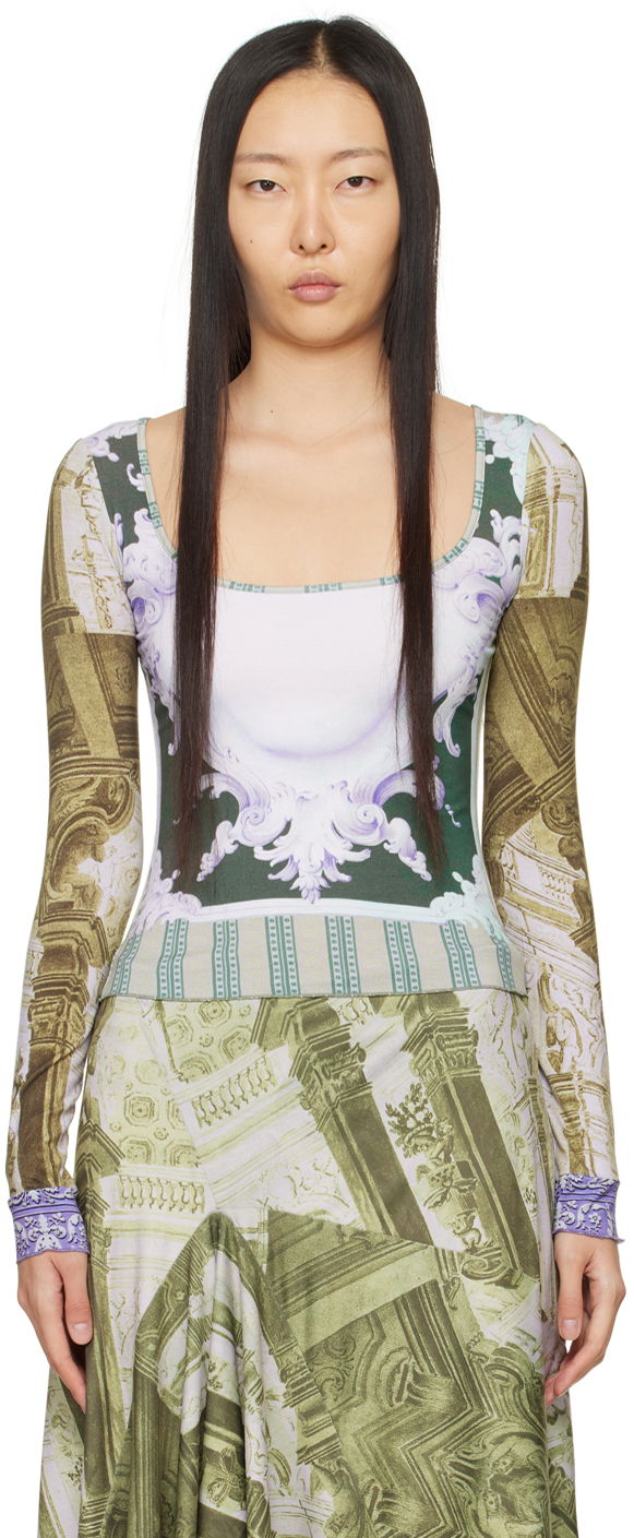 Majica Miaou Miaou Victoire Print Long Sleeve T-Shirt Zelena | 7116TJBEMB