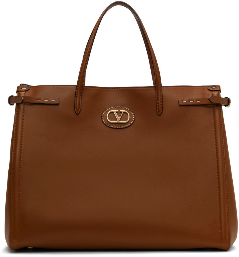Tote bag Valentino Valentino Garavani Antibes Medium Calfskin Tote Rjava | 6W2B0R18CVC