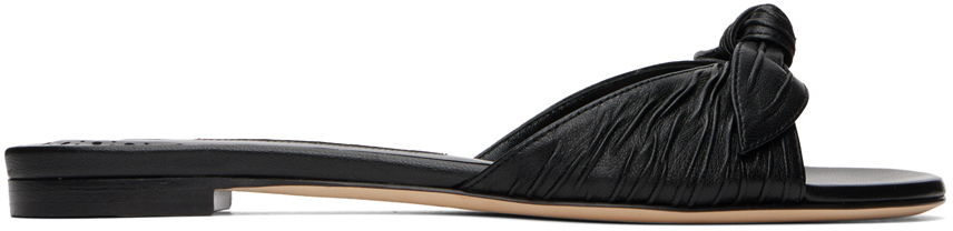 Modni dodatki Manolo Blahnik Manolo Blahnik Lollo Knotted Leather Slides Črna | 224-1605, 0
