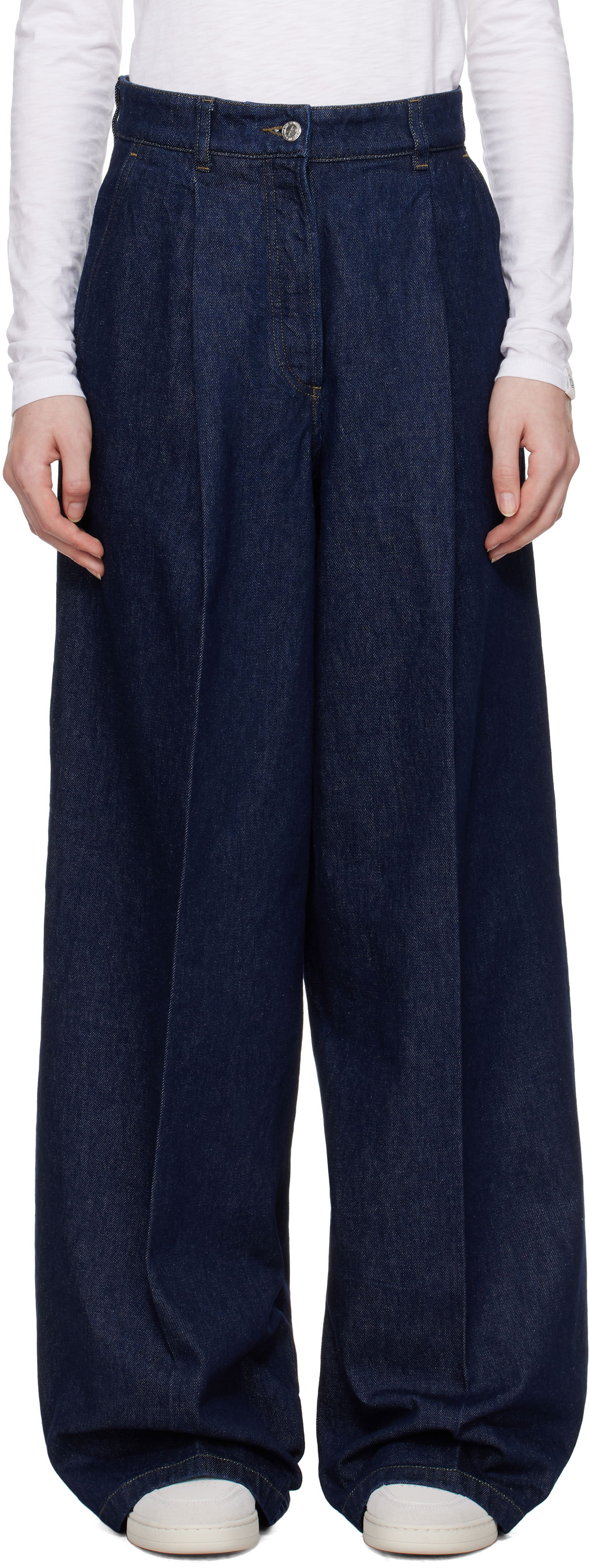 Kavbojke A.P.C. Anastasia Barbieri Edition Azzurra Wide Leg Jeans Mornarica | COHEX-F08489, 0