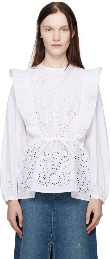 Srajce A.P.C. A.P.C. Clove Eyelet Ruffle Blouse Bela | COHFF-F13438, 0