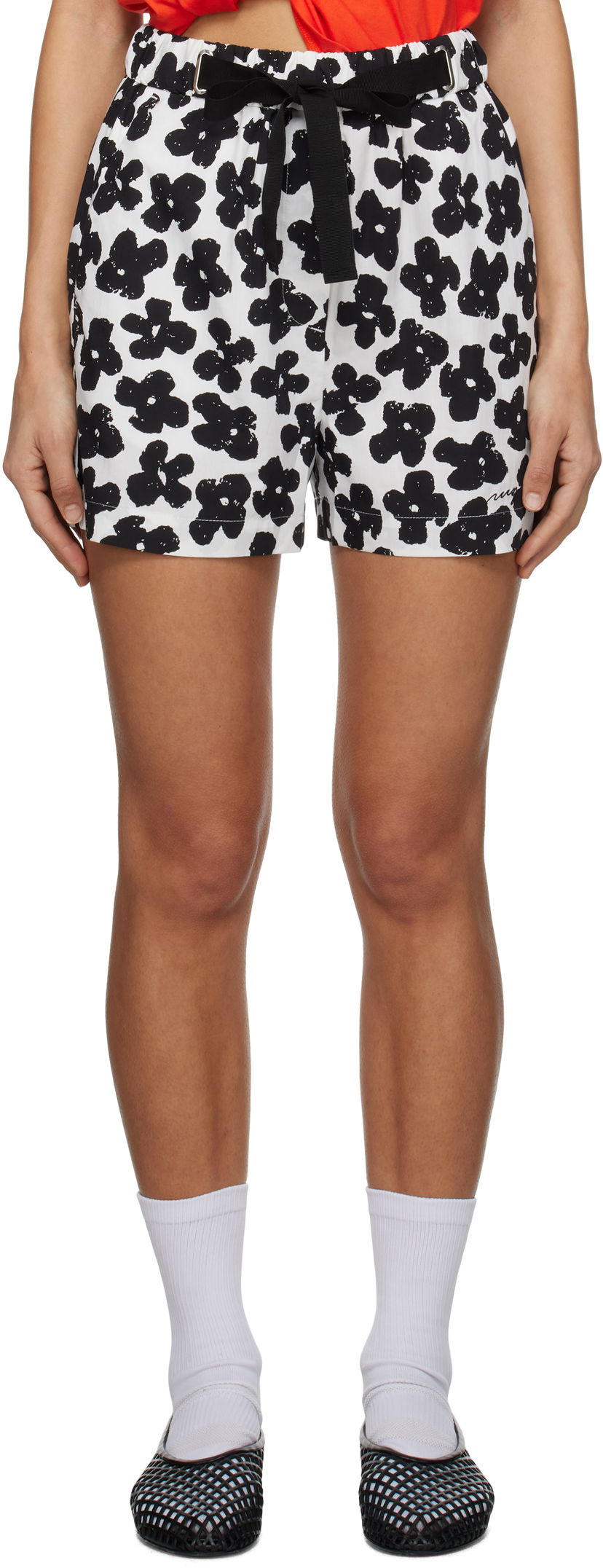 Kratke hlače MSGM MSGM Floral Print Shorts Bela | 3841MDB06AX 257153