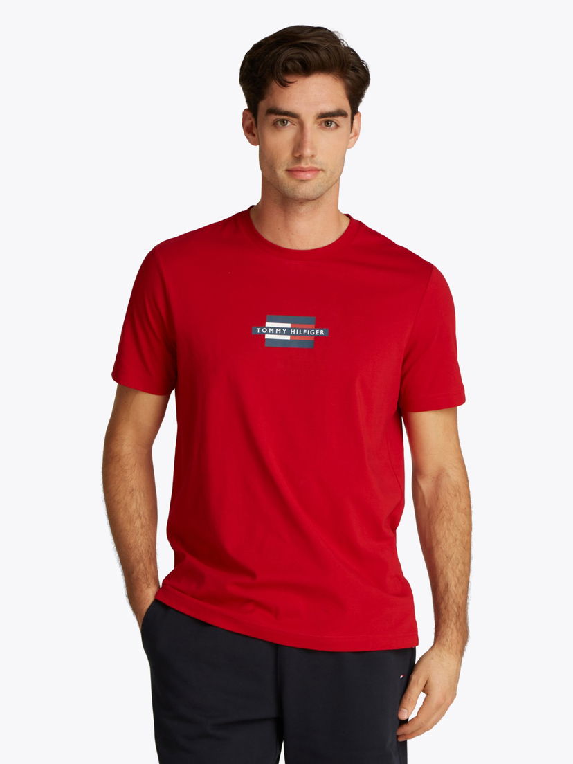Majica Tommy Hilfiger Tommy Hilfiger Flag Box T-Shirt Rdeča | MW0MW38636XLD