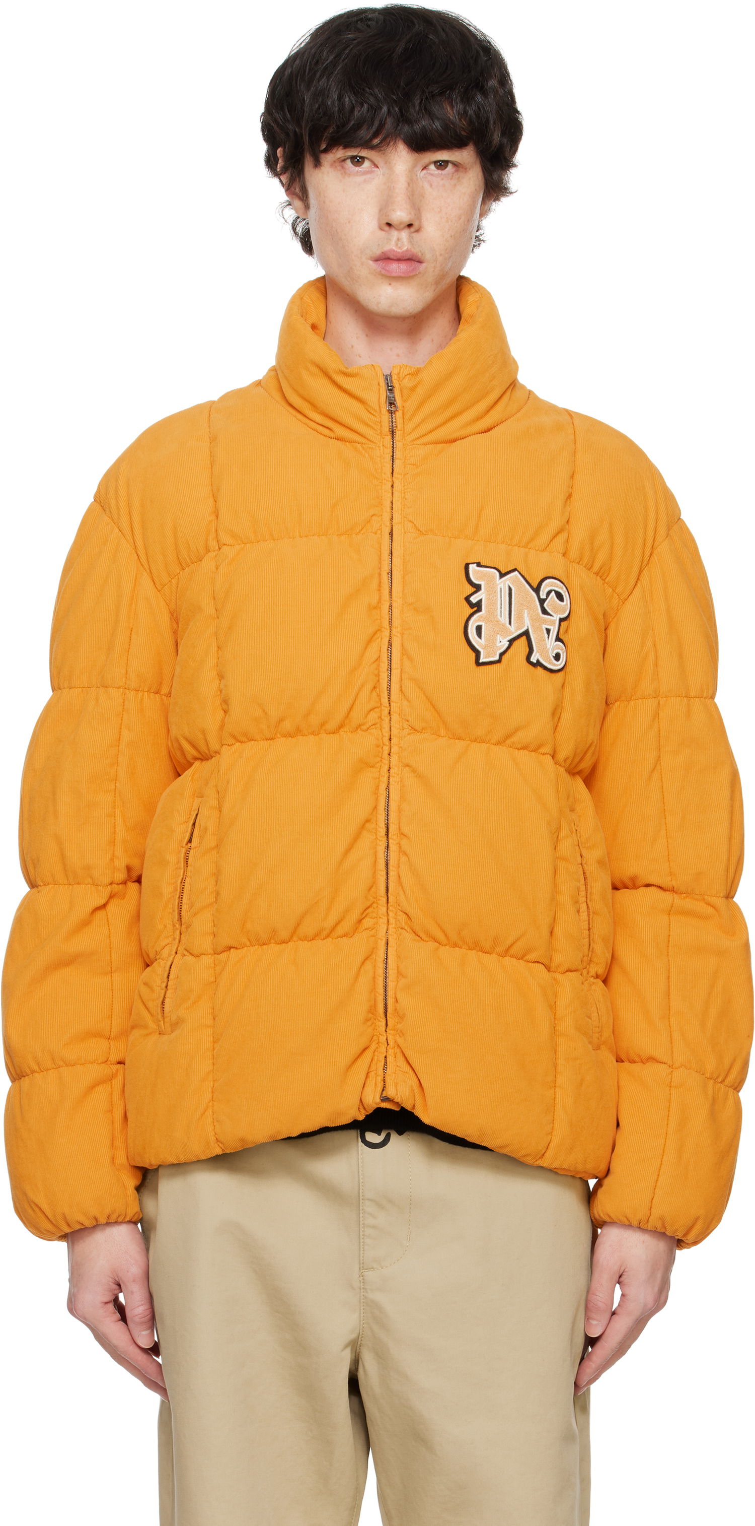 Puhovka Palm Angels Corduroy Down Jacket Oranžna | PMED047F24FAB0012203, 0