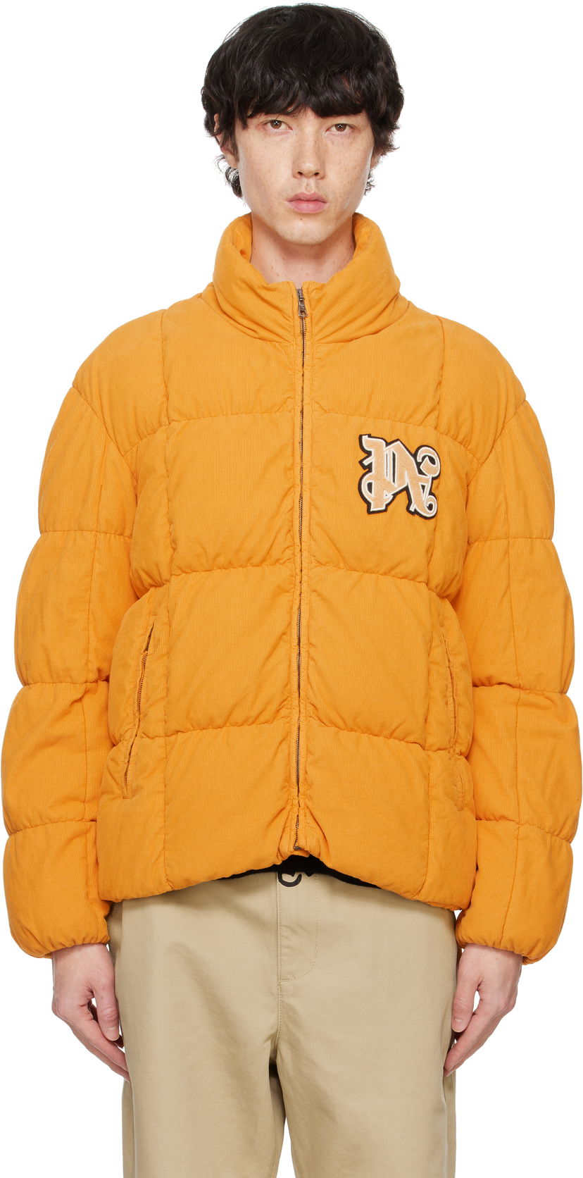 Puhovka Palm Angels Corduroy Down Jacket Oranžna | PMED047F24FAB0012203