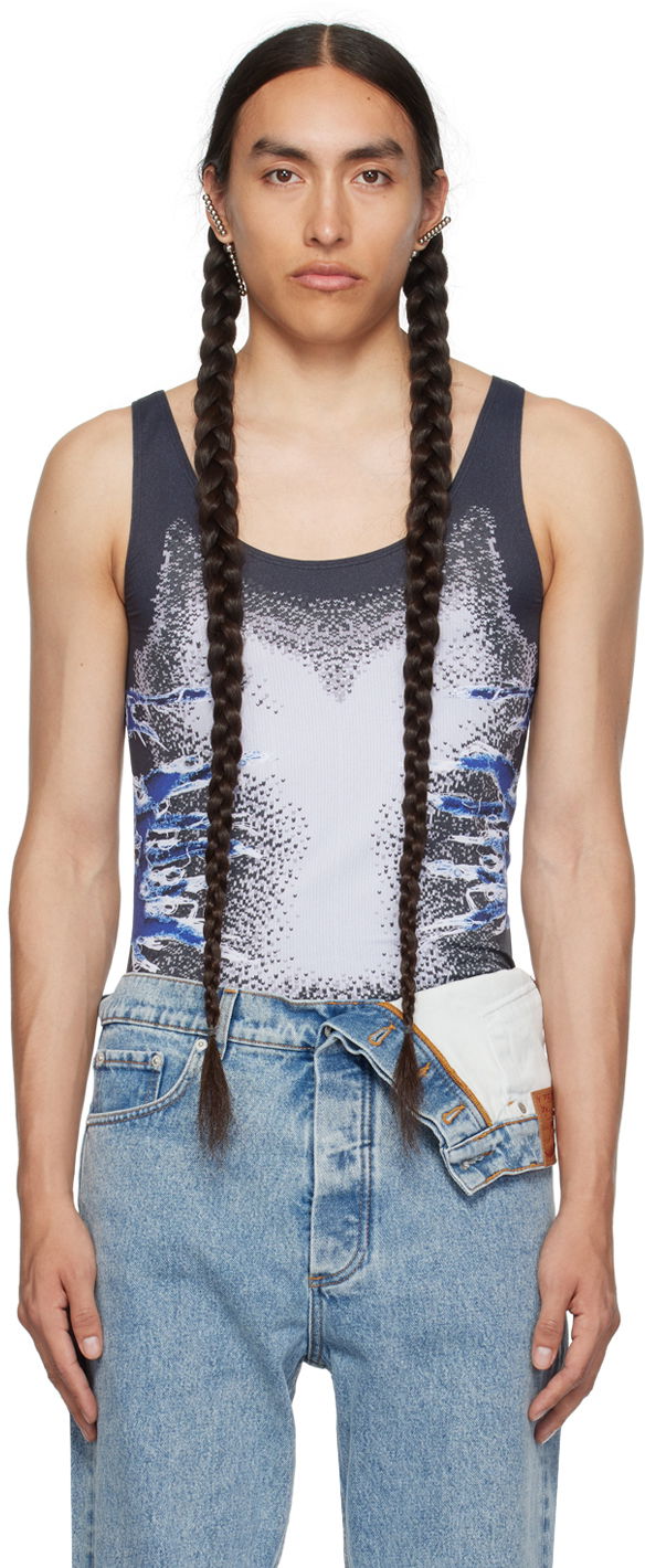Majica brez rokavov Y/PROJECT Black Whisker Print Tank Top Črna | TS88-S25