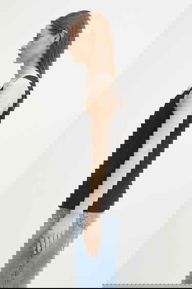 Majica brez rokavov Anine Bing eugene Sheer Ribbed Tank Top Črna | A.08.11256, 1