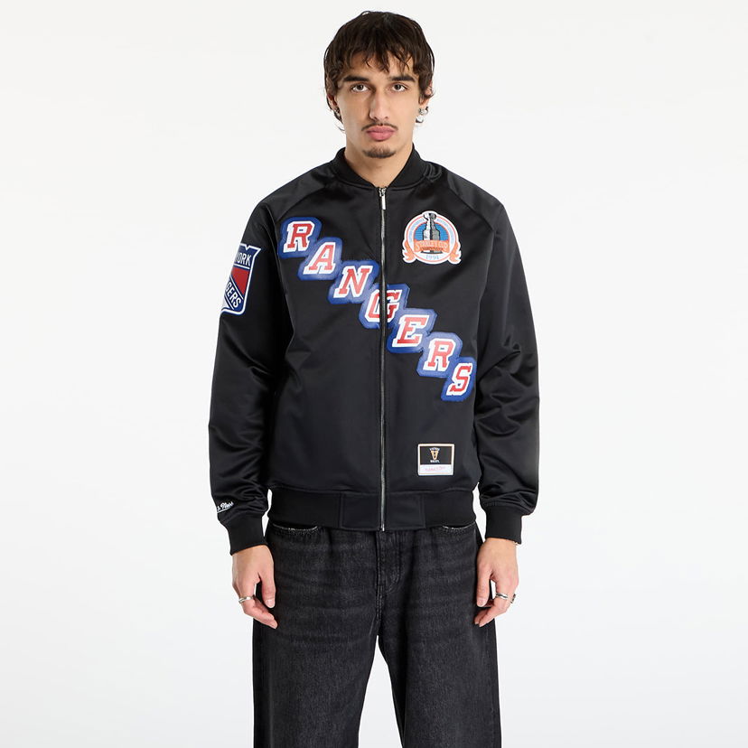 Bomber jakna Mitchell & Ness Maxxed Out NHL Rangers Mark Messier Satin Jacket Črna | JK11279-NYABLCK