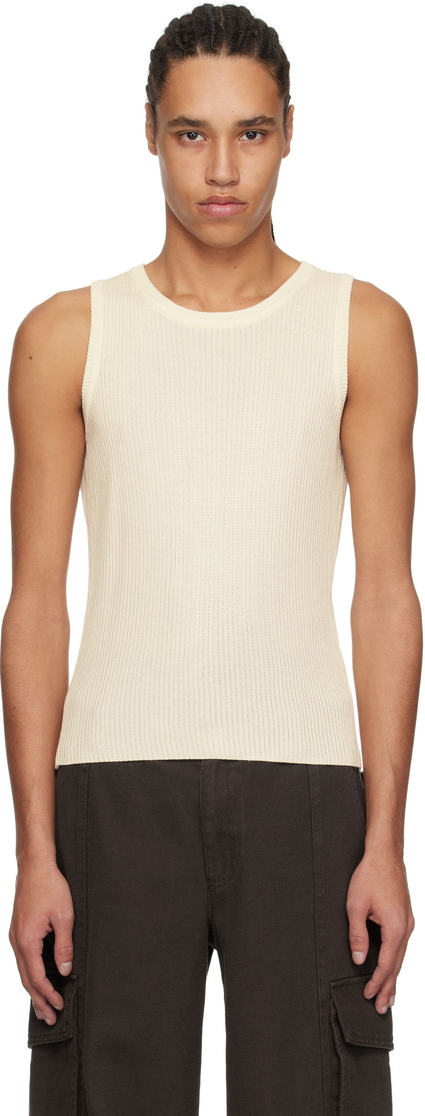 Majica brez rokavov Soulland Soulland Eleen Rib Knit Tank Top Bež | 42057-1306