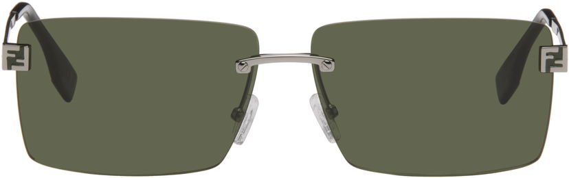 Sončna očala FENDI Rectangular Rimless Sky Eyewear with Monogram Temples Zelena | FE40165UM6014N 840126859997